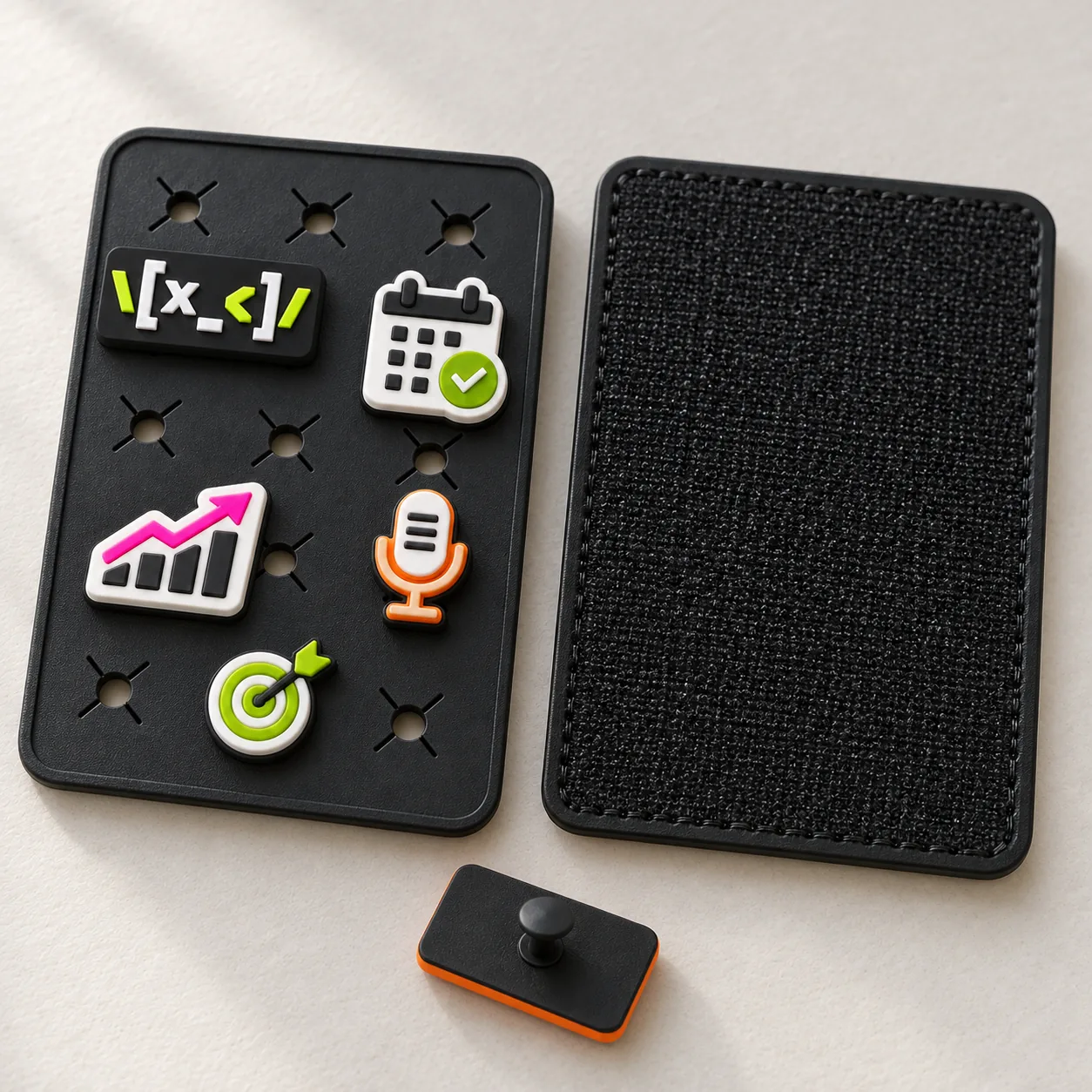 Two panels with jibbitz and velcro